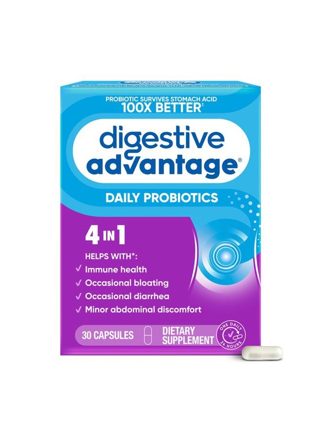 Digestive Advantage Probiotics For Digestive Health, Daily Probiotics For Women & Men, Supports Gut Health, Occasional Bloating & Diarrhea, Minor Abdominal Discomfort, & Immune Support, 30ct Capsules - Image 1
