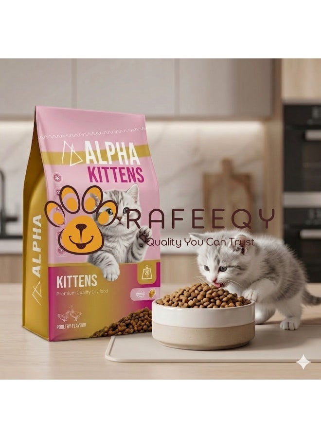 Alpha Kittens Dry Cat Food 1kg – Premium Poultry Flavour Growth Formula for Junior Cats & Kittens, High Protein & Rich in Omega 3/6 for Immunity & Digestibility - Image 2