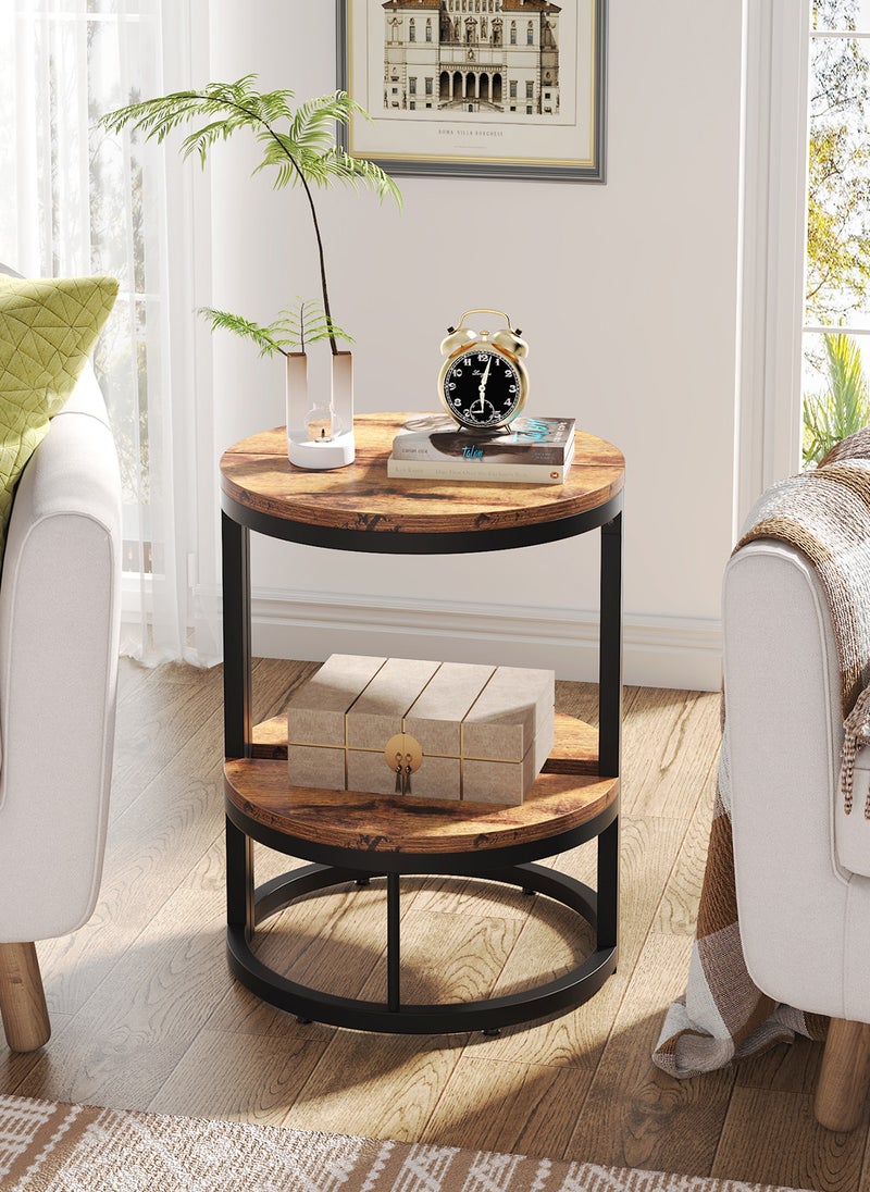 شاربدو طاولات جانبية نصف دائرية من قطعتين، طاولة جانبية مزدوجة الطبقات للأريكة، طاولة قهوة، طاولة جانبية، طاولة شاي - Image 5