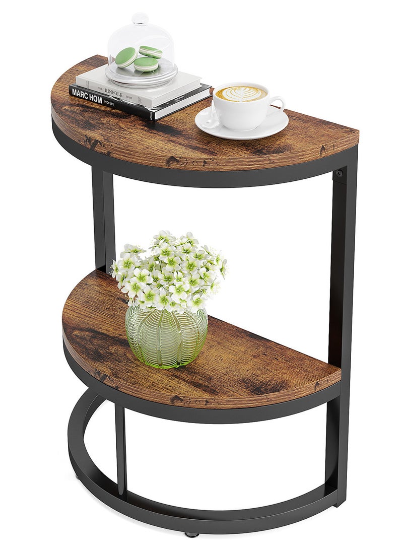 شاربدو طاولات جانبية نصف دائرية من قطعتين، طاولة جانبية مزدوجة الطبقات للأريكة، طاولة قهوة، طاولة جانبية، طاولة شاي - Image 2