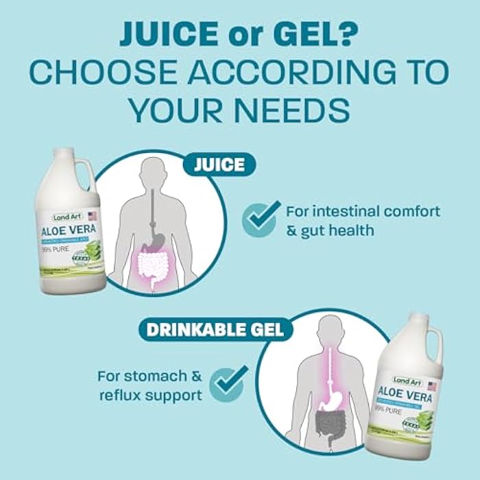 Land Art - Pure Aloe Vera Juice Unflavored – Cold-Processed - 99.7% Organic Aloe Vera Inner Fillet from Fresh Texas Leaves – Digestive Health, Detox and Natural Wellness – 64 fl oz - Image 5