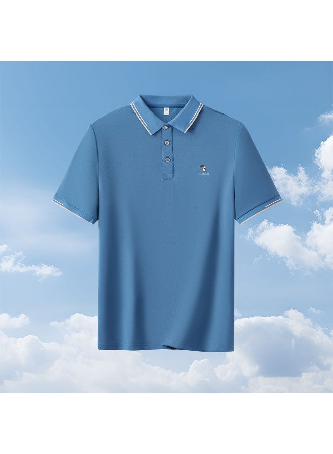 Tucano men's Summer Short-sleeve Polo Shirt With Elastic Waist Casual Pants Set - Image 3