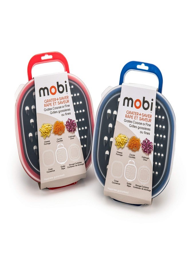 Mobi Storage grater with 2 grating surfaces and cover for storing leftovers, Blue - Image 2