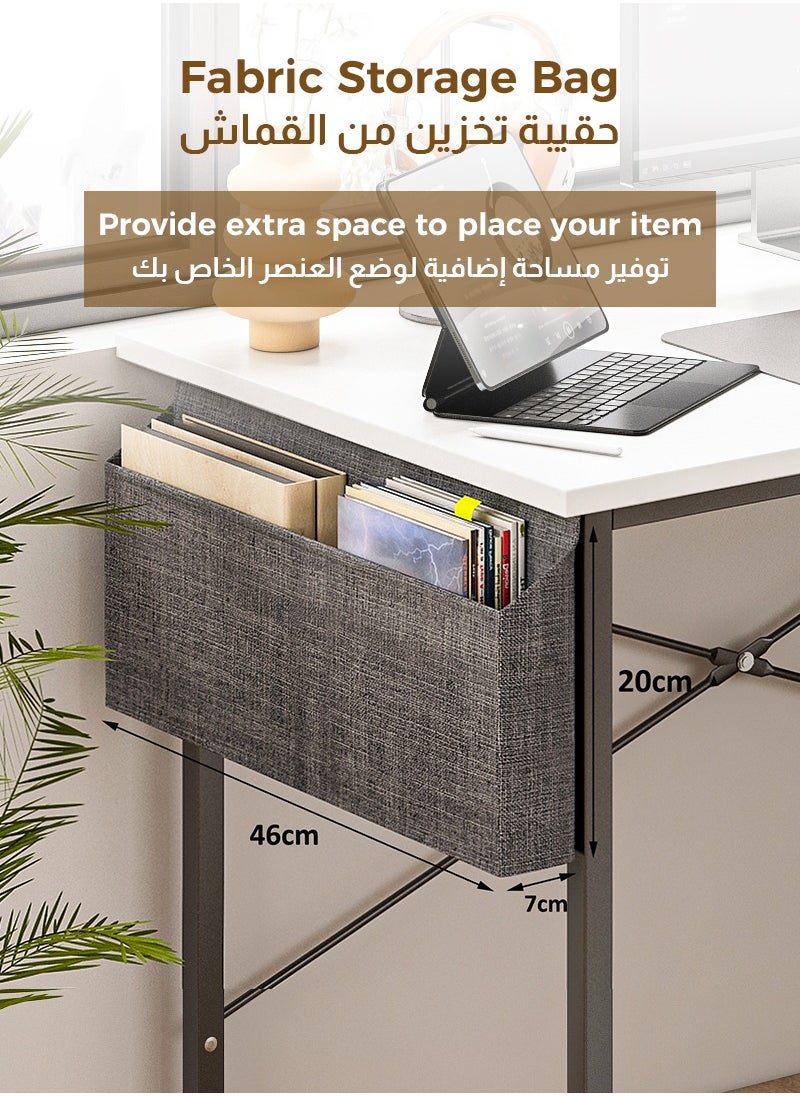 Stubborn Computer Desk 140cm, Office Desk with Storage Bag, Gaming Desk with 2-tier Shelves, Easy Assembly Study Desk, Simple Modern Home Office Desks, Writing Table  - Image 3