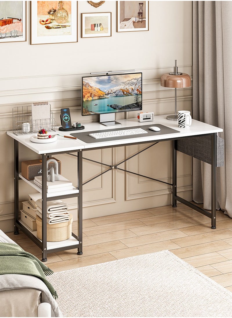 Stubborn - Computer Desk 140cm, Office Desk with Storage Bag, Gaming Desk with 2-tier Shelves, Easy Assembly Study Desk, Simple Modern Home Office Desks, Writing Table - Image 1