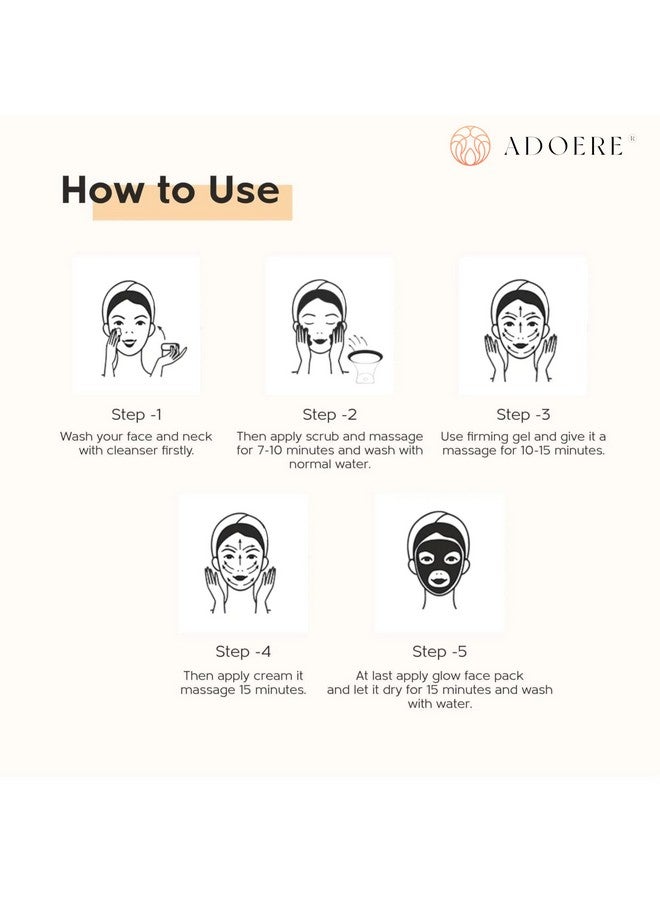 ADOERE طقم وجه لبشرة مشرقة ومتألقة للعروس، صالون، توهج فوري لجميع أنواع البشرة للرجال والنساء (ماس، 250 جرام) - Image 5