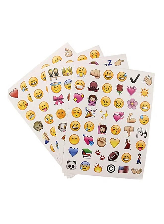 Mini 4 Sheet 192 Emoji Smiley Face Whatsapp Scrapbooking Stationery Sticker Set 18x13.5cm - Image 1