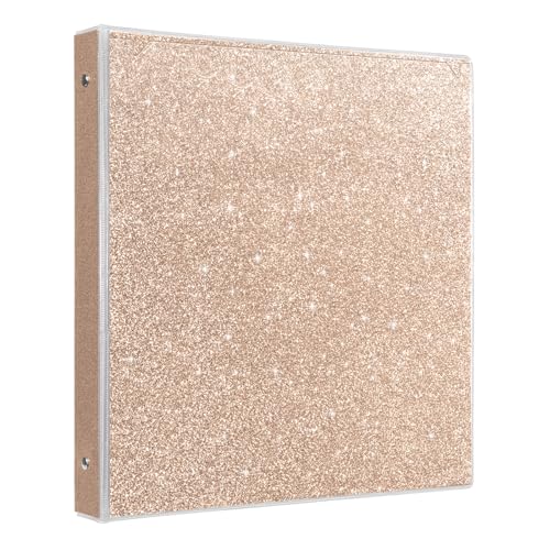 EYROZILL 3 Ring Binders 1 Inch Sparkly Binder 1 Inch to Hold 300 Sheets, Fashion Binder Back to School Supplies, Rose Gold - Image 1