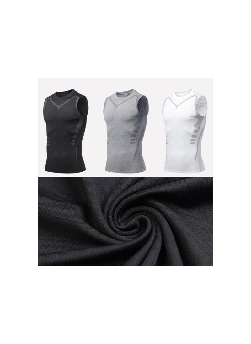 ماركة غير محددة - قميص ضغط Einrich للرجال، سترة Einrich Ionic Shaping بدون أكمام، قميص ضغط Maynox Vitaboost (XXX-Large، أسود) - Image 1