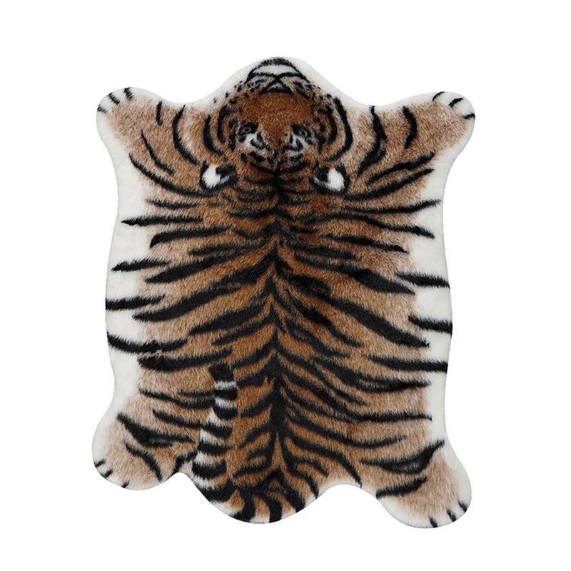 Tiger Print Area Rug Faux Cowhide Skin Hide Animal Printed Rugs Cute Carpet Nonslip Mat Premium Quality Rug and Chair Cover 354x433inch