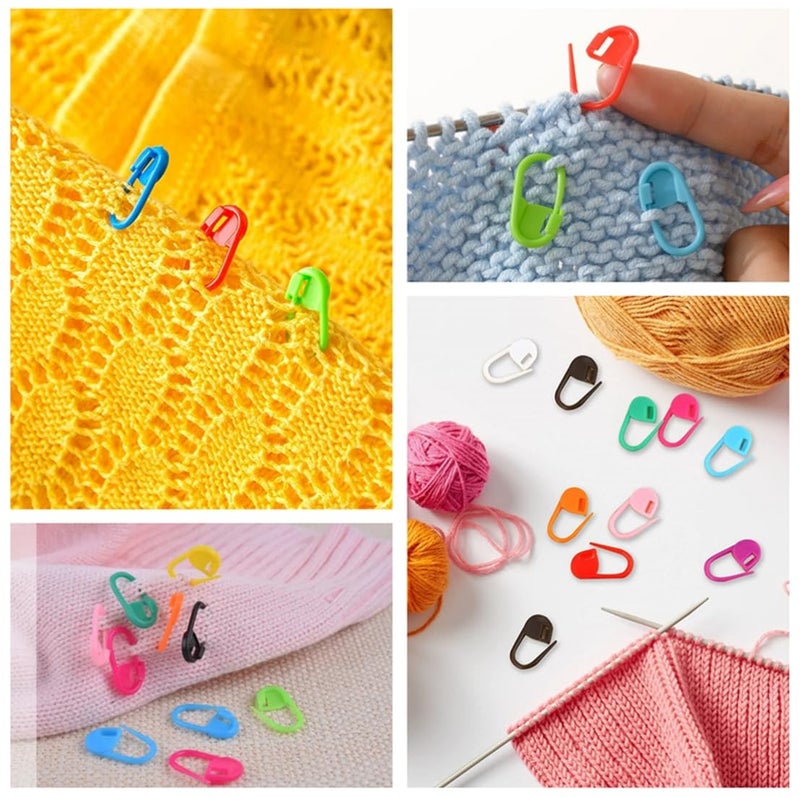 Hayodo Stitch Markers 10 Colors Knitting Crochet Locking 60/160/240Pcs Stitch Needle Clip Counter with 3 Plastic Needle Randomly and 1 Knitting Crochet Loop Ring (Multicolor-240 pcs) - Image 3