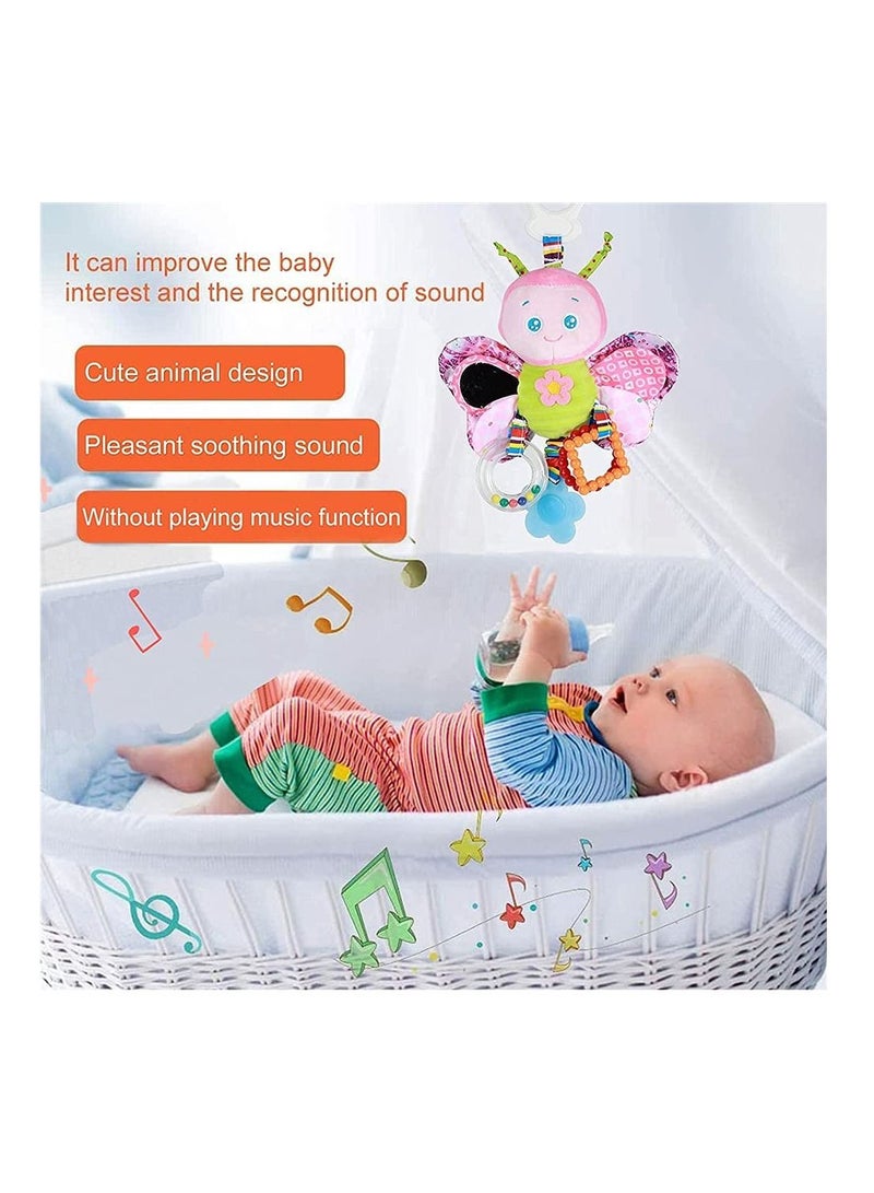 SYOSI Lathe Hanging Stroller Plush Toy, SYOSI Stroller Plush Toy Rattle to Soothe the Bed Bell, Rattle with Teether Baby Girls and Boys (Butterfly) - Image 4
