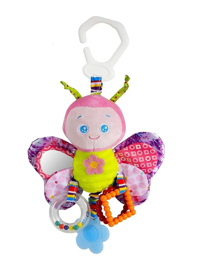 SYOSI Lathe Hanging Stroller Plush Toy, SYOSI Stroller Plush Toy Rattle to Soothe the Bed Bell, Rattle with Teether Baby Girls and Boys (Butterfly) - Image 1