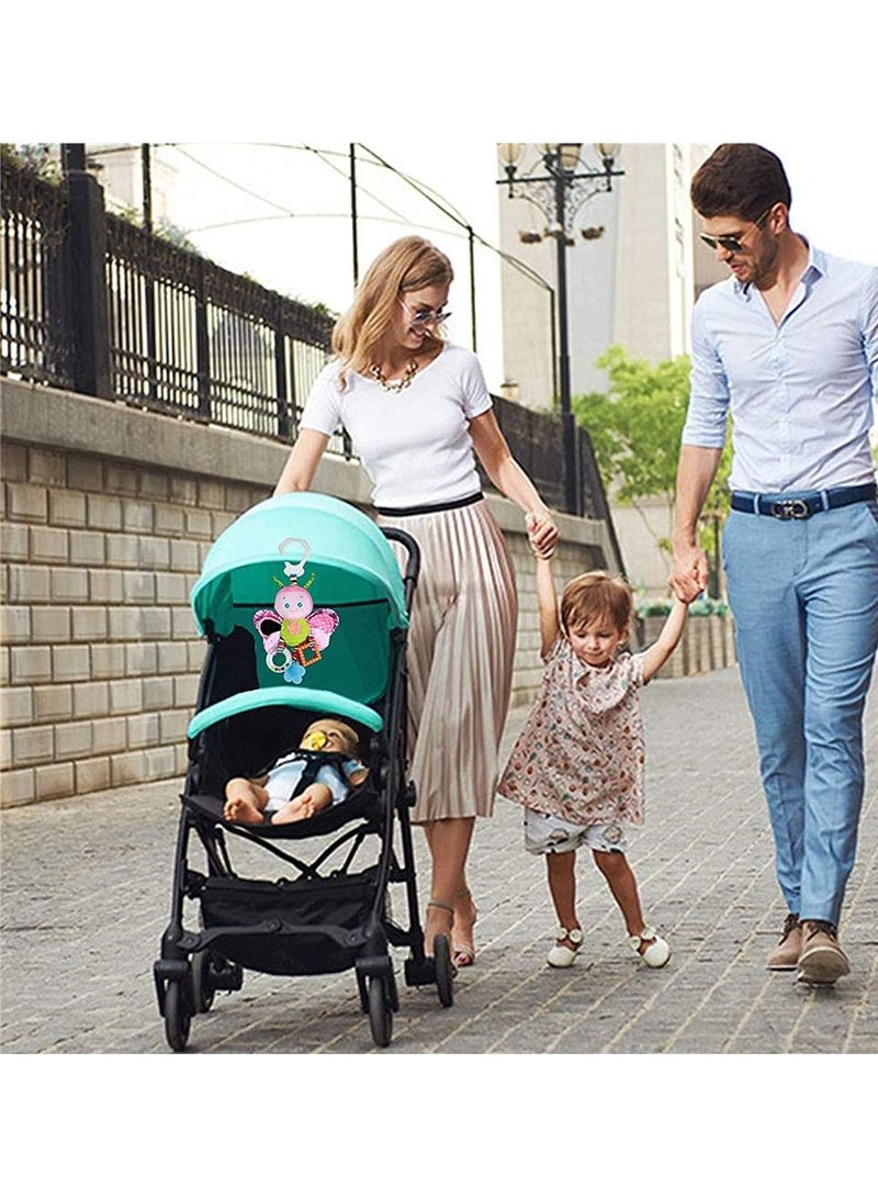 SYOSI Lathe Hanging Stroller Plush Toy, SYOSI Stroller Plush Toy Rattle to Soothe the Bed Bell, Rattle with Teether Baby Girls and Boys (Butterfly) - Image 2