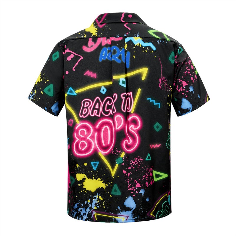 American Trends 80s Shirt 80s Outfit for Men Costumes 1980s Outfits for Men Vintage Retro Shirts 80 s Themed Clothes for Party 80's Radio Wave 2XL - Image 4