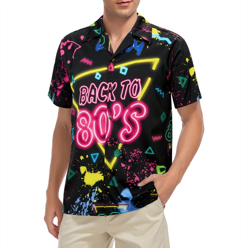 American Trends 80s Shirt 80s Outfit for Men Costumes 1980s Outfits for Men Vintage Retro Shirts 80 s Themed Clothes for Party 80's Radio Wave 2XL - Image 2