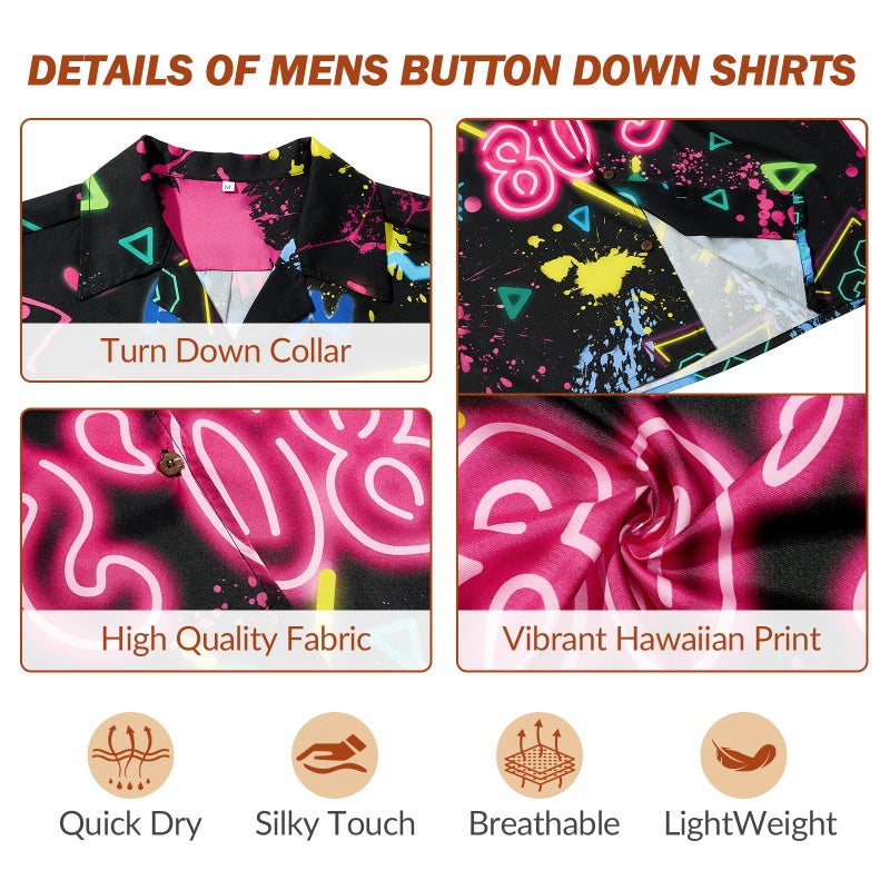 American Trends 80s Shirt 80s Outfit for Men Costumes 1980s Outfits for Men Vintage Retro Shirts 80 s Themed Clothes for Party 80's Radio Wave 2XL - Image 5