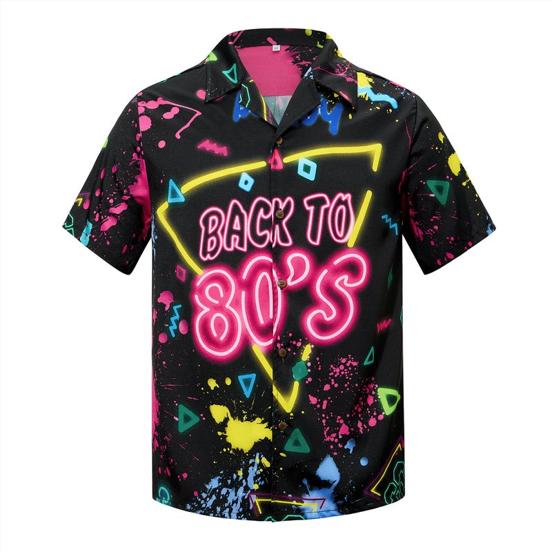 American Trends 80s Shirt 80s Outfit for Men Costumes 1980s Outfits for Men Vintage Retro Shirts 80 s Themed Clothes for Party 80's Radio Wave 2XL - Image 1