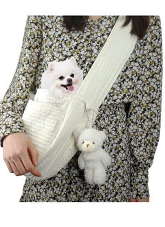 Generic Dog Carrier Backpack Small Dog Carrier Sling Cat Sling Adjustable Strap Hand Free Pet Puppy Safe and Breathable for Outdoor Traveling Subway Maximum Load Capacity 5lbs White Canvas  - Image 1