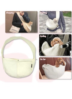 Generic Dog Carrier Backpack Small Dog Carrier Sling Cat Sling Adjustable Strap Hand Free Pet Puppy Safe and Breathable for Outdoor Traveling Subway Maximum Load Capacity 5lbs White Canvas  - Image 4