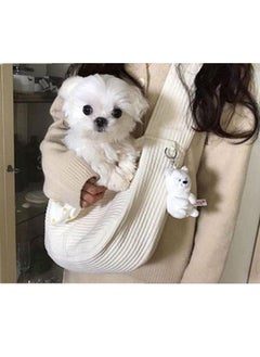 Generic Dog Carrier Backpack Small Dog Carrier Sling Cat Sling Adjustable Strap Hand Free Pet Puppy Safe and Breathable for Outdoor Traveling Subway Maximum Load Capacity 5lbs White Canvas  - Image 5
