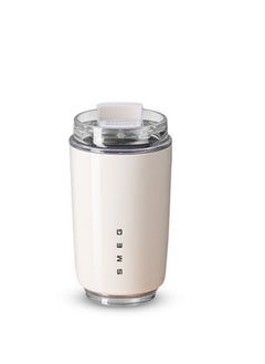 smeg Travel Coffee Mug, 350ml Insulated Beverage Cup With Leakproof Lid, Long Lasting Coffee Tumbler With Lid And Straw, Travel Coffee Thermos White  - Image 3