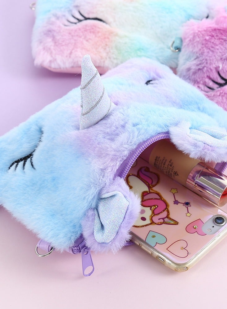 Cute Plush Unicorn Shoulder Bags for Little Girls - Tie Dye Rainbow Messenger Bags, Coin Purses, and Princess Handbags - Adorable Kids Accessories for Girls. - Image 5