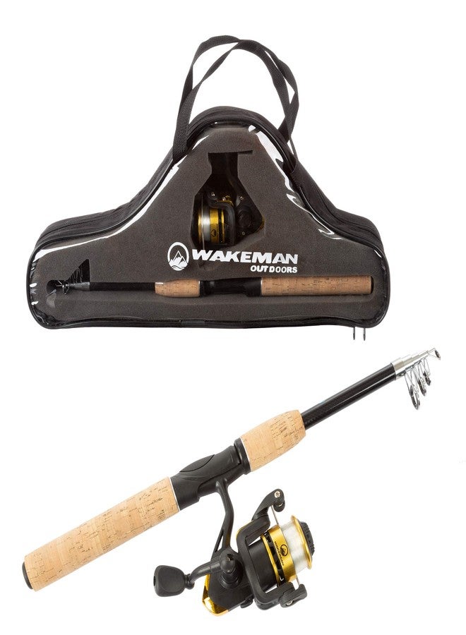 Wakeman Telescopic Fishing Pole - 5.5-Foot Carbon Fiber Rod and Ambidextrous Reel Combo with Handy Carrying Case for Lake, Pond, or River (Black) - Image 1