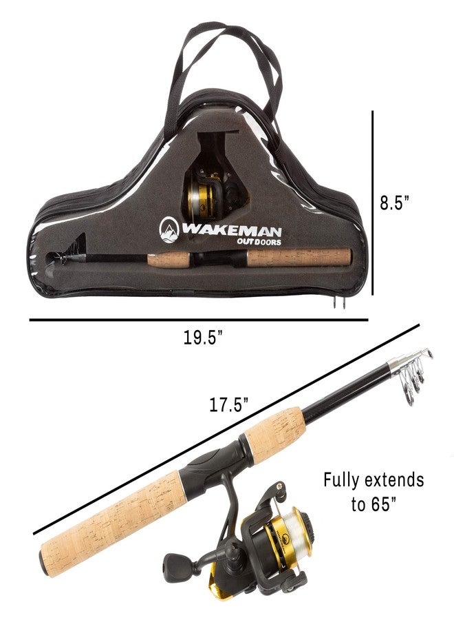 Wakeman Telescopic Fishing Pole - 5.5-Foot Carbon Fiber Rod and Ambidextrous Reel Combo with Handy Carrying Case for Lake, Pond, or River (Black) - Image 2