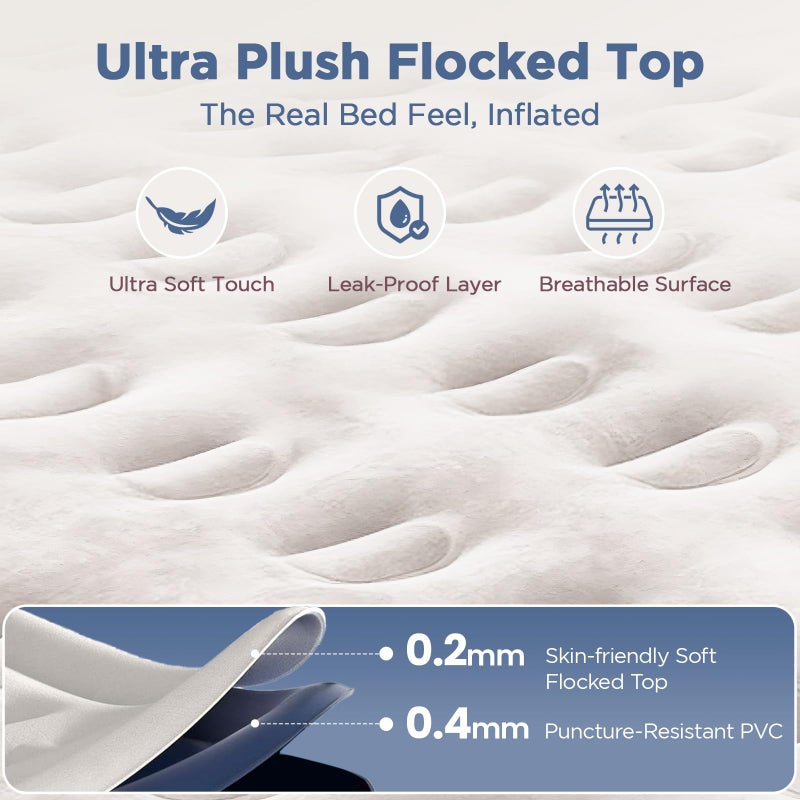 CHERIMOR Queen Air Mattress with Built in Pump, 18" Elevated Height, 48Hr Leak-Tested, Honeycomb Coil Support, 800 lbs Capacity, Fast 3-Min Inflationâ€“Blow Up Mattress for Guest Room & Sleepover - Image 2