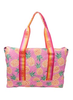 CUBS Double Face Tote Bag Multicolor Large Leaves & Pineapples  - Image 4