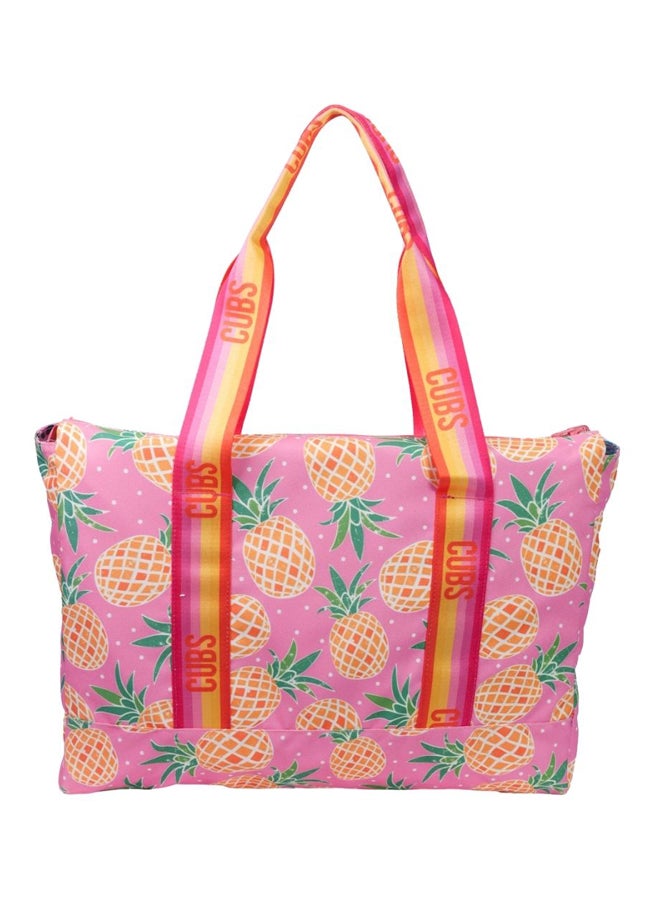 CUBS - Double Face Tote Bag Multicolor Large Leaves & Pineapples - Image 1