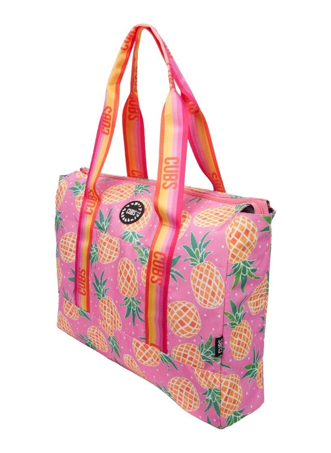 CUBS - Double Face Tote Bag Multicolor Large Leaves & Pineapples - Image 1