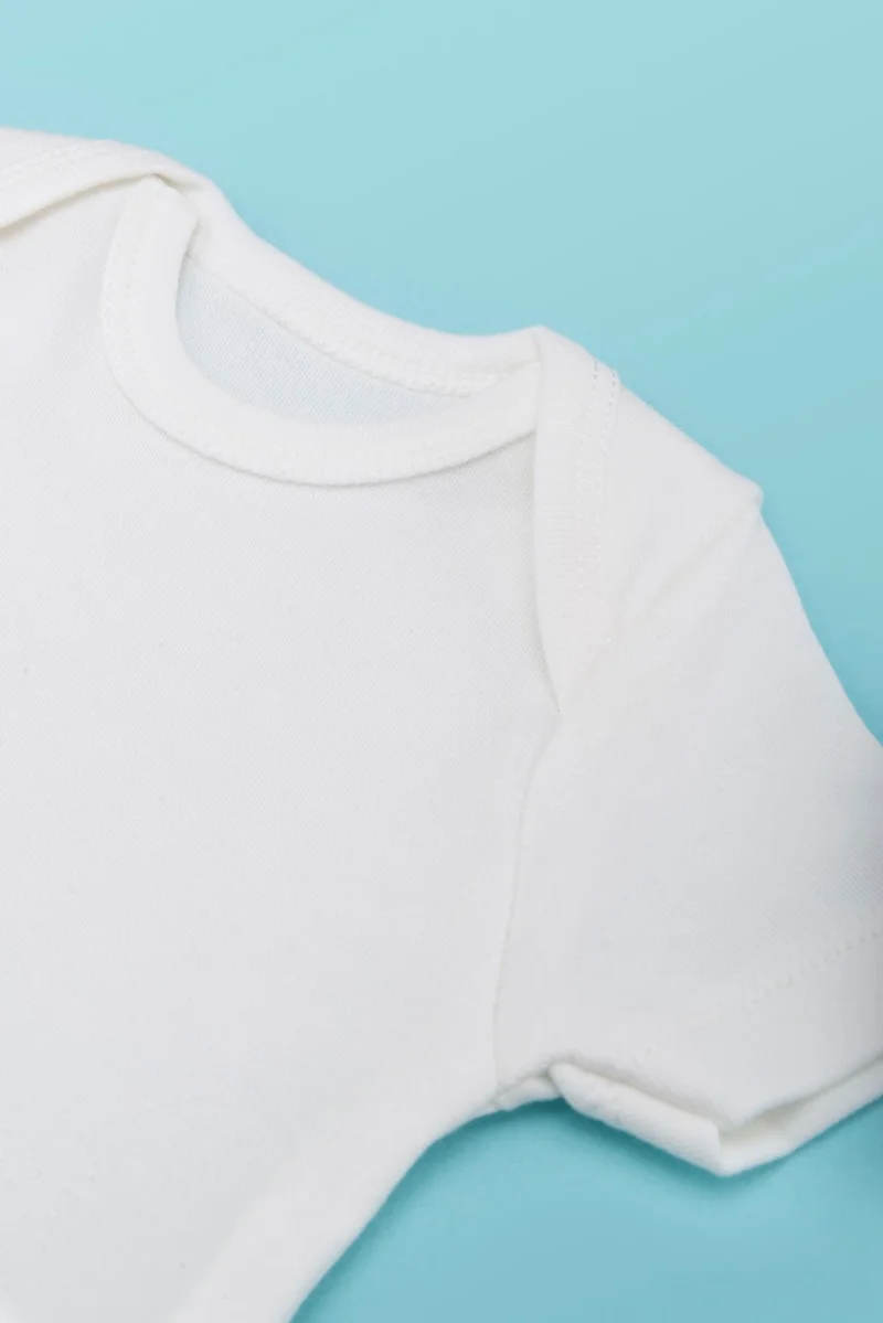 Novibaby 3-Piece Baby Bodysuit with Snap Fasteners Short Sleeve Ecru 100% Cotton 3-6 Months