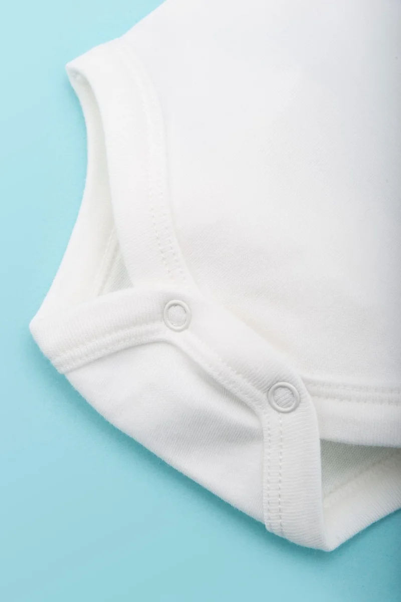 Novibaby 3-Piece Baby Bodysuit with Snap Fasteners Short Sleeve Ecru 100% Cotton 3-6 Months