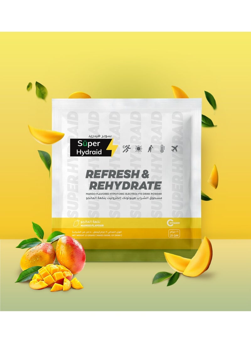 Super Hydraid Electrolyte Drink Mix | Mango | Pack of 10 Sachets - Image 1