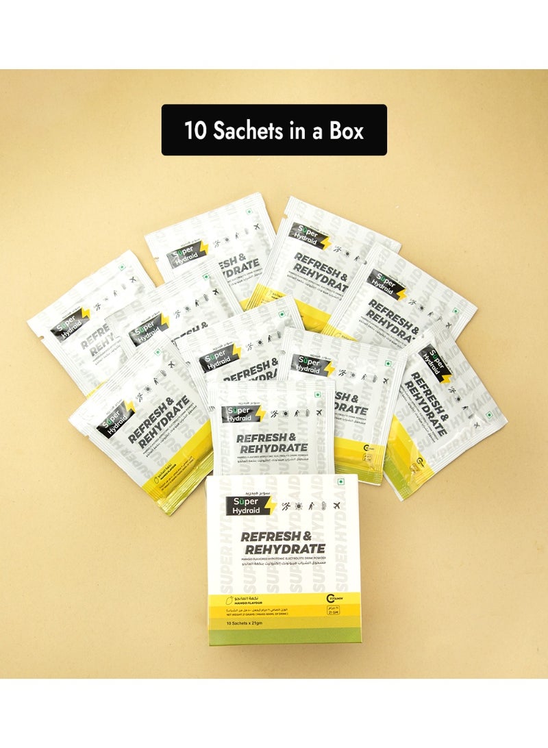 Super Hydraid Electrolyte Drink Mix | Mango | Pack of 10 Sachets - Image 2