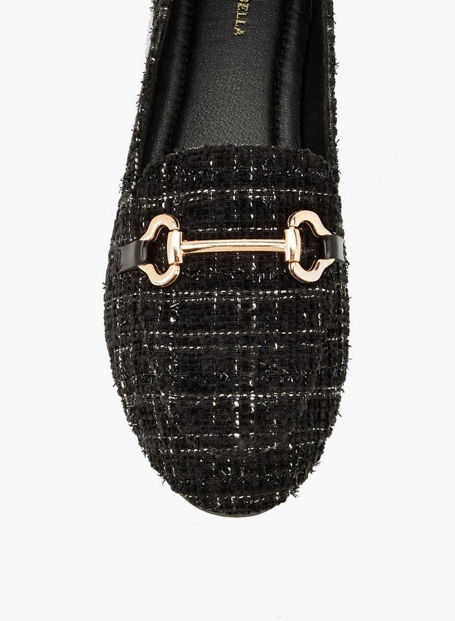 Flora Bella By Shoexpress Textured Slip-On Loafers with Metallic Accent - Image 4