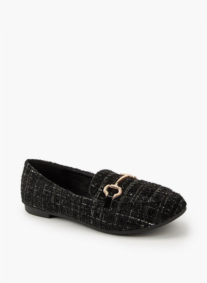 Flora Bella By Shoexpress Textured Slip-On Loafers with Metallic Accent - Image 3