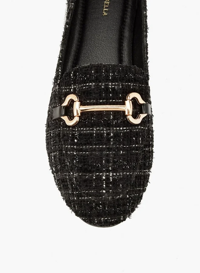 Flora Bella By Shoexpress Textured Slip-On Loafers with Metallic Accent