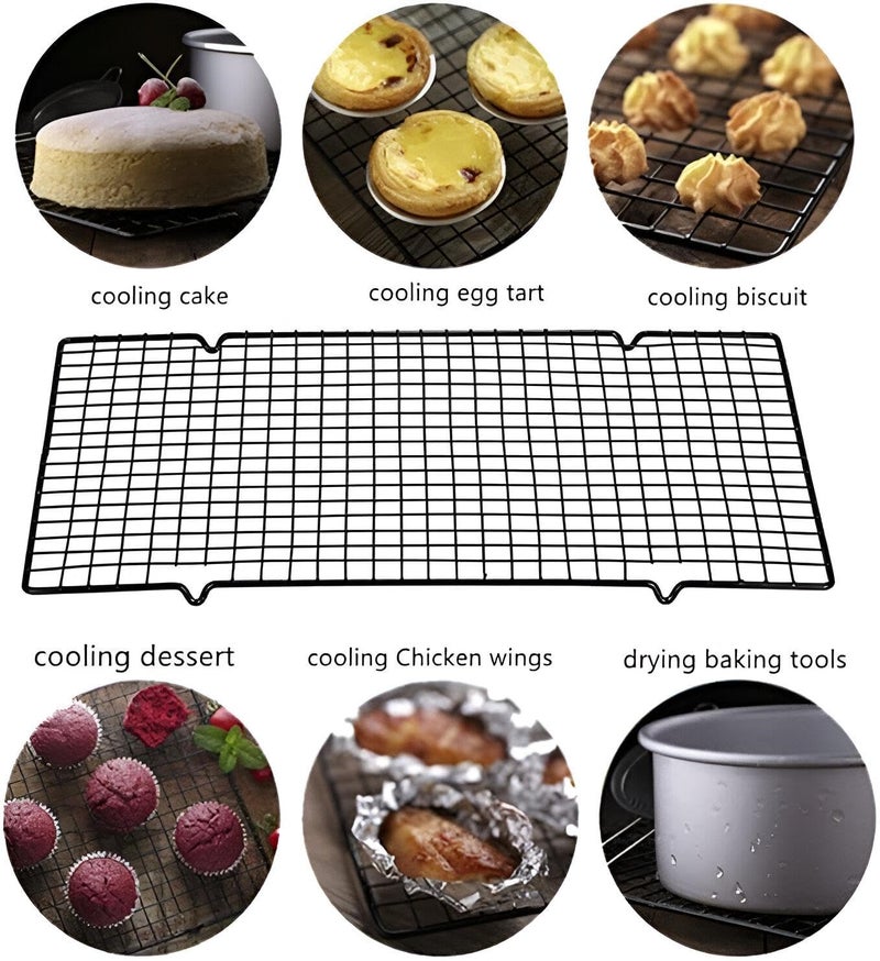 Cake Cooling Rack - Safe rectangular shelving line for bread and barbecue, multi-purpose stainless steel drying bread rack designed for airflow and heat distribution during cooking - Image 4