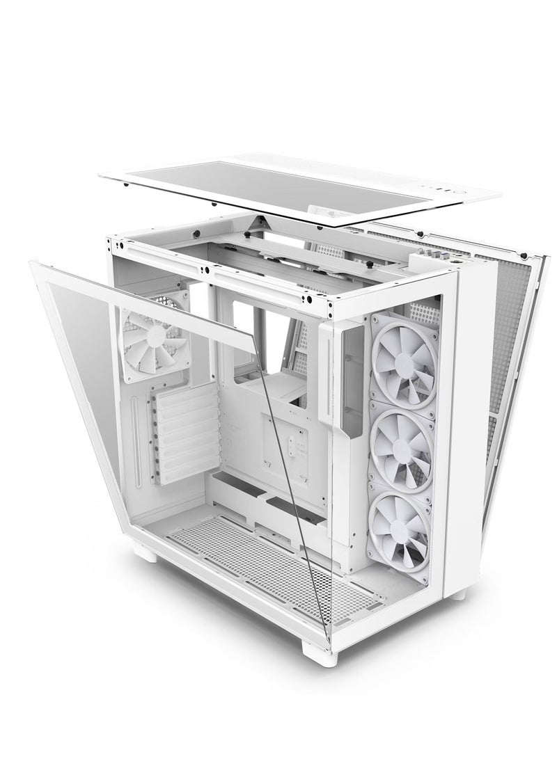 NZXT H9 Elite Dual-Chamber ATX Mid-Tower PC Gaming Case – Includes 3 x 120mm F120 RGB Duo Fans with Controller– Glass Front, Top & Side Panels 360mm Radiator Support Cable Management White - Image 3