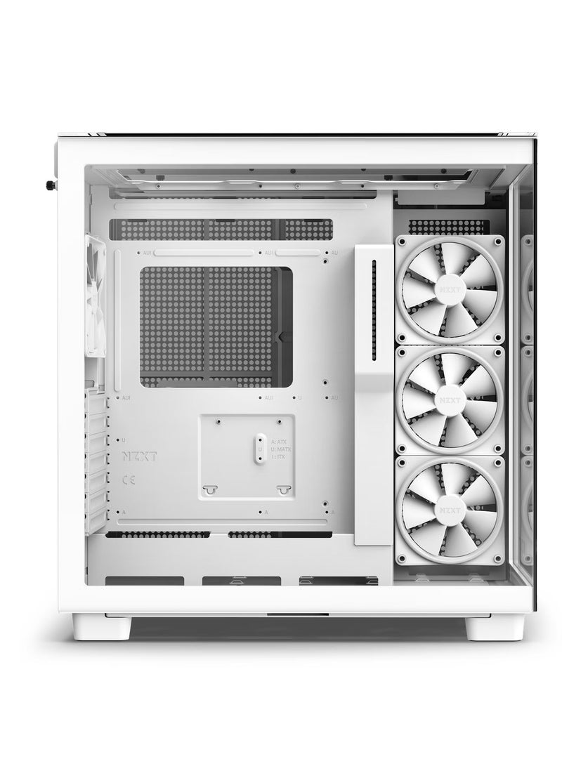 NZXT H9 Elite Dual-Chamber ATX Mid-Tower PC Gaming Case – Includes 3 x 120mm F120 RGB Duo Fans with Controller– Glass Front, Top & Side Panels 360mm Radiator Support Cable Management White - Image 5