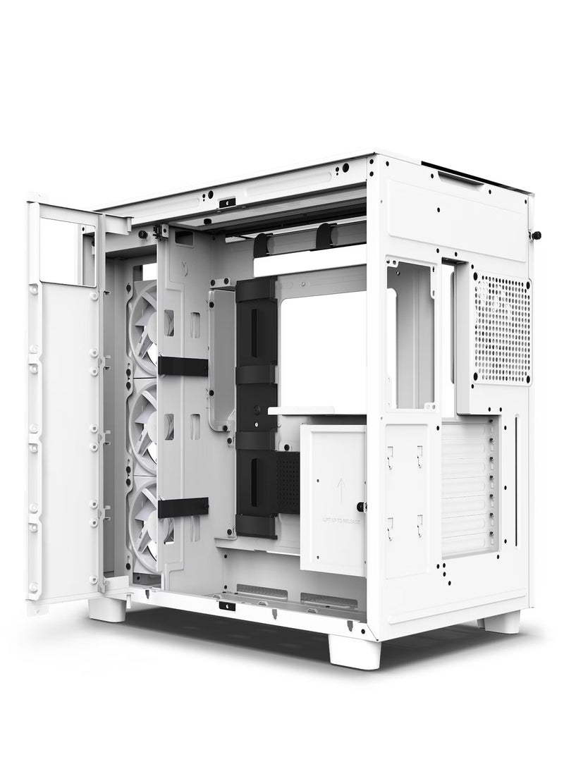 NZXT H9 Elite Dual-Chamber ATX Mid-Tower PC Gaming Case – Includes 3 x 120mm F120 RGB Duo Fans with Controller– Glass Front, Top & Side Panels 360mm Radiator Support Cable Management White - Image 2