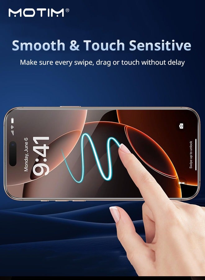 Motim 3 Pack iPhone 16 Pro Max Screen Protector with Install Tool, HD Clear Tempered Glass Film, Anti-Drop, Anti-scratch, Anti-Fingerprint, Bubble Free Full Coverage, Easy Installation  - Image 4