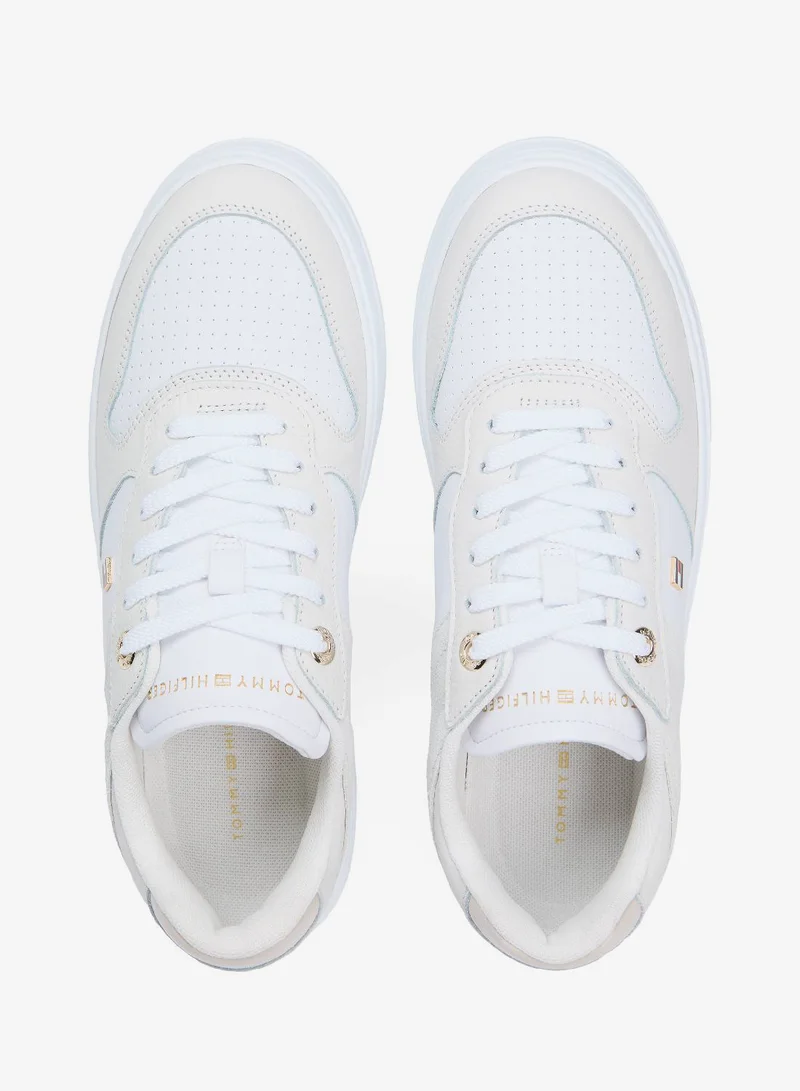 Tommy Hilfiger  Leather Mixed Texture Cupsole Trainers for Women | Best Price UAE