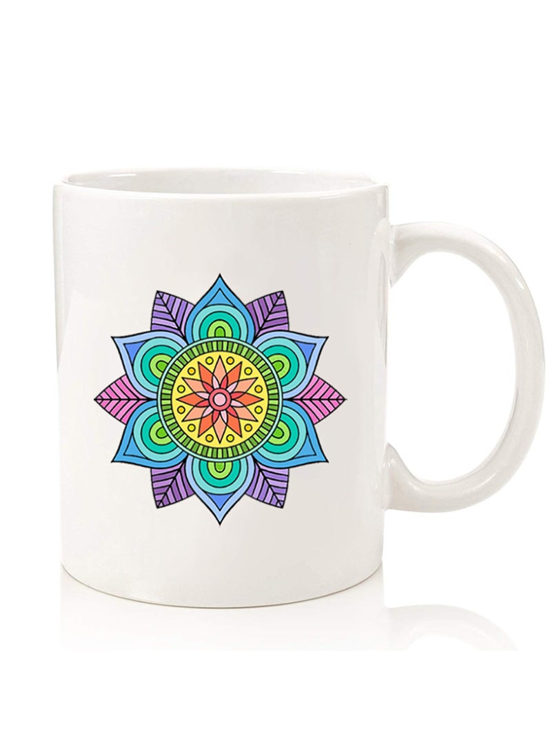 Theodor Premium Quality Two Sided Printed Coffee Mug Tea Cup For Home Office, Kids Men Women Mandala - Image 1