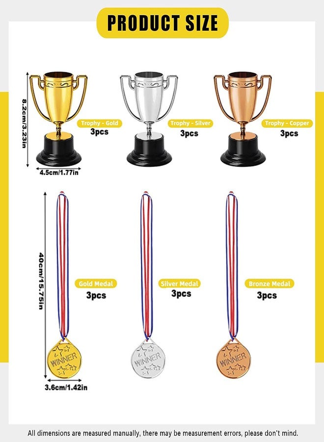 مجموعة ميداليات وجوائز، 18 قطعة مجموعة ميداليات وجوائز بلاستيكية جوائز صغيرة ميداليات صغيرة ميداليات الفائزين كؤوس الجوائز للرياضة والمسابقات والحفلات - Image 2