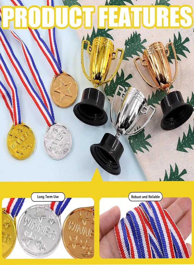 مجموعة ميداليات وجوائز، 18 قطعة مجموعة ميداليات وجوائز بلاستيكية جوائز صغيرة ميداليات صغيرة ميداليات الفائزين كؤوس الجوائز للرياضة والمسابقات والحفلات - Image 3