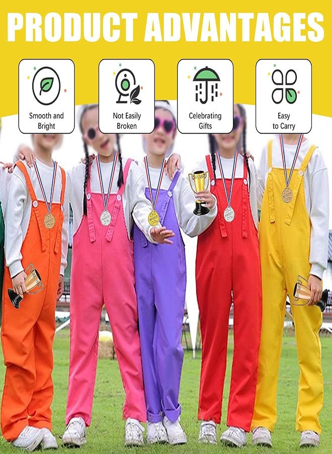 مجموعة ميداليات وجوائز، 18 قطعة مجموعة ميداليات وجوائز بلاستيكية جوائز صغيرة ميداليات صغيرة ميداليات الفائزين كؤوس الجوائز للرياضة والمسابقات والحفلات - Image 4